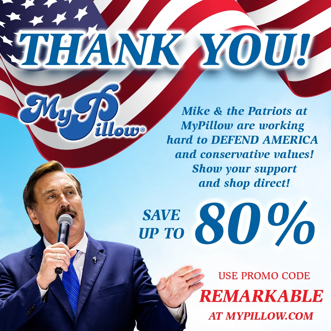 Free MyPIllow coupon code REMARKABLE for up to 80 percent off your entire order and free shipping Thank You from Mike Lindell MyPIllow CEO