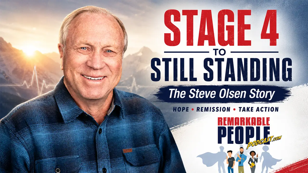 Steve Olsen featured on the Remarkable People Podcast in an episode about surviving stage 4 lymphoma, kidney cancer, dialysis, remission, hope, and taking action.
